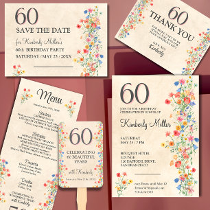 Elegant Blommor 60 år Party Blommigt 60 födelsedag Tack Kort