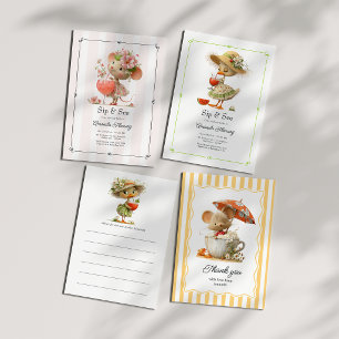Cottagecore Mus Tekopps Baby Shower Tack Kort