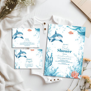 Hajar under Sea Ocean Animals Baby Shower Inbjudningar