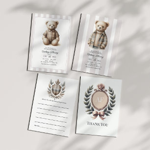 Klassisk Preppy Charm Monogram Födelsedag Tack Kort