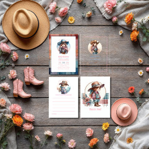 Rustic Little Cowgirl Baby Shower Rådkort
