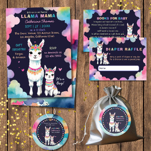 Cute Watercolor Llama Mamma mexican Baby Shower Runt Klistermärke