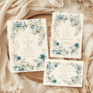 Den bohemiska Vintagens Blommigt Fern Bröllop Inbjudningar