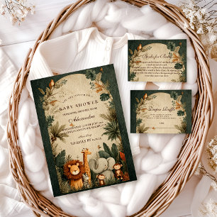 Naturlig Safari Baby Shower-fest Inbjudningar