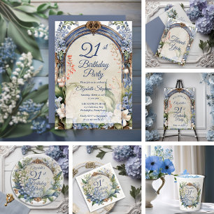 Elegant Baroque Blommigt Arch 21:a födelsedagen Pa Inbjudningar