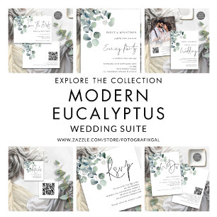 Elegant Sage Eucalyptus QR-kod Bröllopsdetaljer Tilläggskort