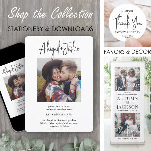 QR OSA Chic - minimalistiskt allt-i-ett-foto-Bröll Inbjudningar