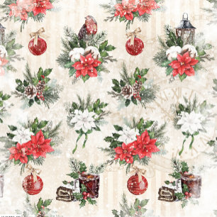 Klassisk julröd och vit poinsettia-bomull kaffemugg