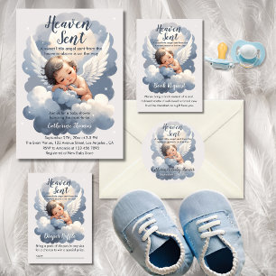 Heaven Sent Angel Baby i Clouds Baby Shower Runt Klistermärke