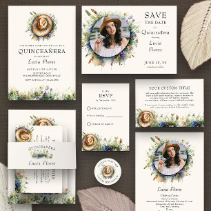 Wildblomcowgirl Rustic Blommigt Quinceanera Photo Spara Datumet