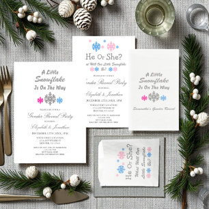 Little Snowflake Winter Gender Reveal Inbjudningar