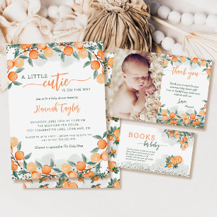 Little Cutie Oranges Baby Shower Bok-begäran Tilläggskort