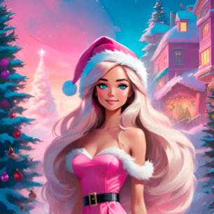 Snygg Rosa Julflicka 01 Julgransprydnad Keramik