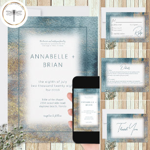 Modern Beach Abstract Wedding Invitation Inbjudningar