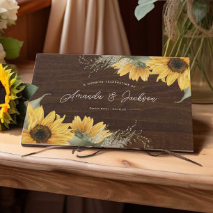 Elegant Rustic Sunwers, Fall Wedding Inbjudningar