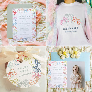 Rosett band och Bows Photo Flick kalas Inbjudningar