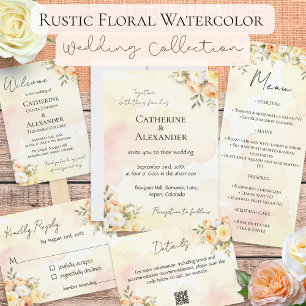 Elegant Rustik Akvarell Vacker Blommig Bröllop OSA Kort