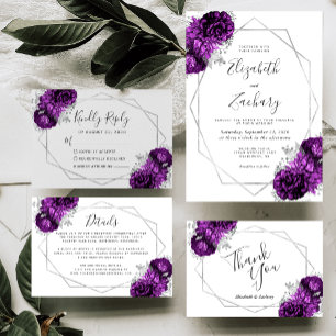 Geometrisk vit plum Silver-Blommigt OSA Kort