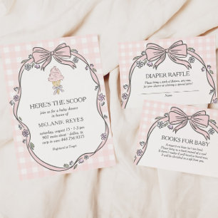 Här är Skopan Rosa Glass Sundae Baby Shower Inbjudningar