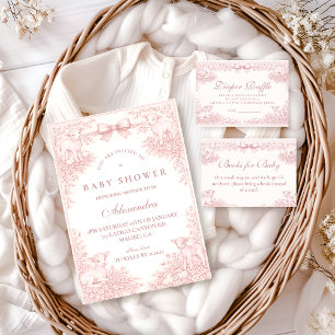 Rosa Vintage Toile Lammskinnsduk Raffle Tilläggskort