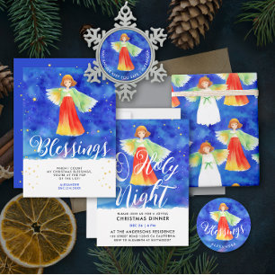 Snygg färgstark ängel Julfärg - vattenfärg Presentpapper