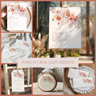 Boho Blommigt Baby Brunch Runt Klistermärke