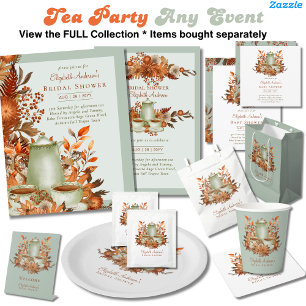Blommigt Boho Terracotta Sage Tea Party event Inbjudningar