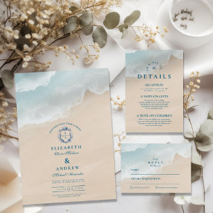Sommarblått Ocean Beach Wedding Tack Kort