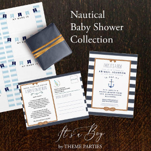 Ljust Baby blue nautisk infinitet Knot Baby Shower Inbjudningar