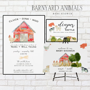 Barnyard Animals-Barn-Baby Shower Favor Sticker Runt Klistermärke