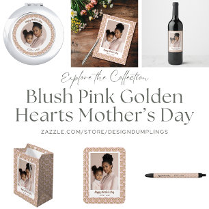  Rosa Golden Hearts Mors dag Photo Magnet