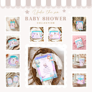 Vattenfärg under Sea Little Pearl Baby Shower Pappersservett