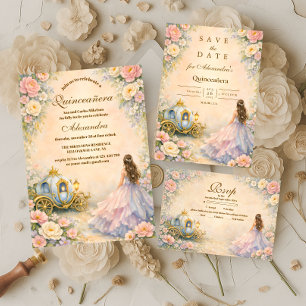 Förtrollad Drottningvagn Fairytale Quinceañera OSA Kort