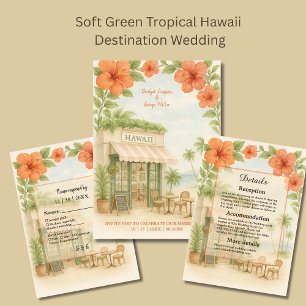 Tropical Hawaii Destination Wedding sparar datumet Inbjudningar