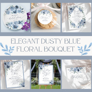 Dusty Blue Blommigt Bröllop - tackkort Tack Kort