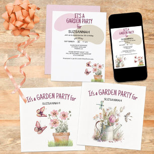 Blomsterträdgård Fjärilar Drakar Akvarell  Inbjudningar