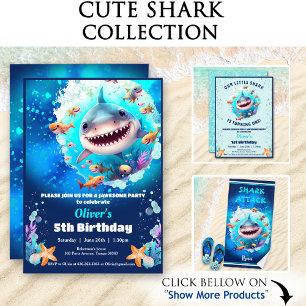 Cute Shark Boy Birthday Blue Namn Gift Bag