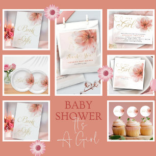 Det är en Rosa Guld Blommigt Modern Baby Shower Tack Kort