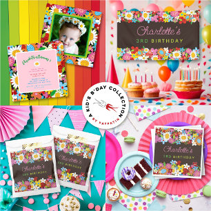 Whimsique Colorful Vår blommor Garden Tack Inbjudan Vykort