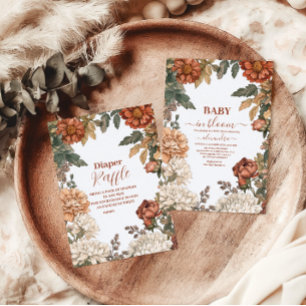 Terracotta Blommigt Baby i Bloom Baby Shower Inbjudningar