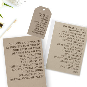 Typografi, Roligt och informell Bröllop Inbjudningar