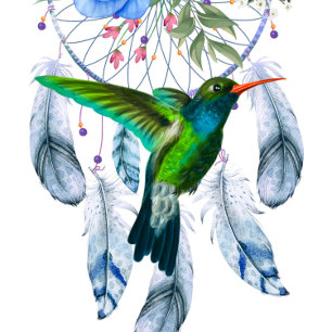 Blue Dreamcatcher Hummingbird Boy Shower Invi Inbjudningar