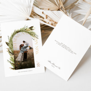 Modern Minimal Grönt Arch 2 Photo God jul Julkort