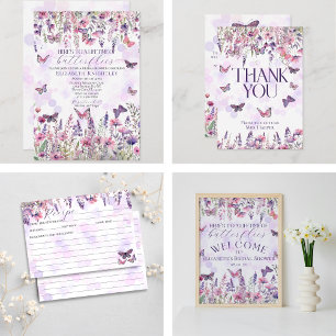 Whimsical Girly Faux Glitter Butterflies Lila Presentpapper