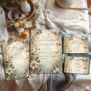 Art nouveau Inspired Blommigt Symphony Bröllop OSA Kort