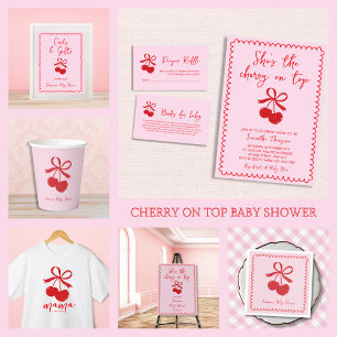 Hand plockade Cherry Cute Bow Red Mamma T Shirt