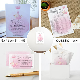 Välkomsthälsning för kattunge rosa, babykläder,  poster