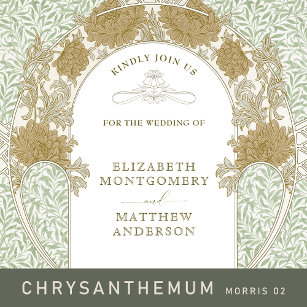 Chrysanthemum bröllopsinbjudan William Morris Inbjudningar