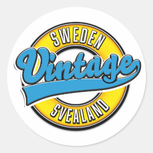 Svealand Sverige Vintage stil logotyp Runt Klistermärke