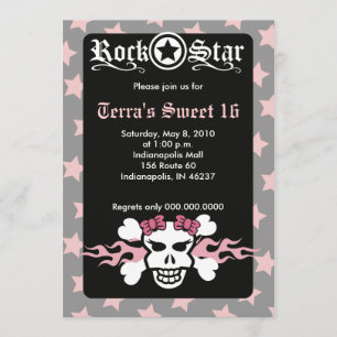 SVECKA 16 SEXTEEN SKULL PUNK ROCKER BIRTHDAY INBJUDNINGAR